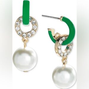 On 34th Green Gold-Tone Pearl Drop Earrings NWT